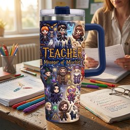 Fancy Teacher 40oz Tumbler With Handle, Personalized Gifts For Teacher