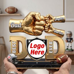 American Football Acrylic Plaque - DadChampion Dad & Fist Bump - Personalized Gifts For Father