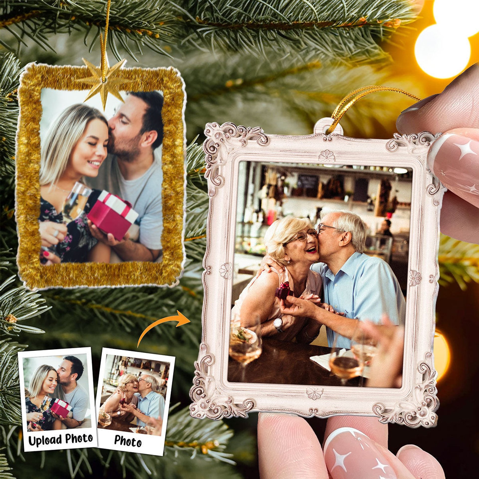 Christmas Ornament Custom Photo Frame - Personalized Acrylic Photo Ornament - Photo 1