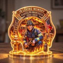 Firefighter Hero In Heaven Light Box - Personalized Keepsake To Remember Departed Firefighter