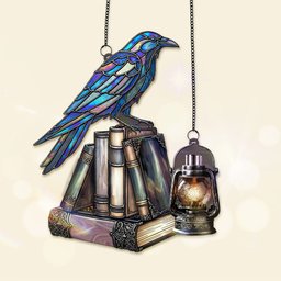 Raven on Books Gothic Suncatcher Ornament - Personalized Gifts For Book Lover - Photo 3