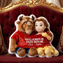 Fairy Tale Couple In Cute Shirt Shaped Pillow, Personalized Gifts For Couple - Photo 2
