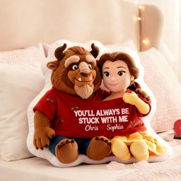 Fairy Tale Couple In Cute Shirt Shaped Pillow, Personalized Gifts For Couple - Photo 1