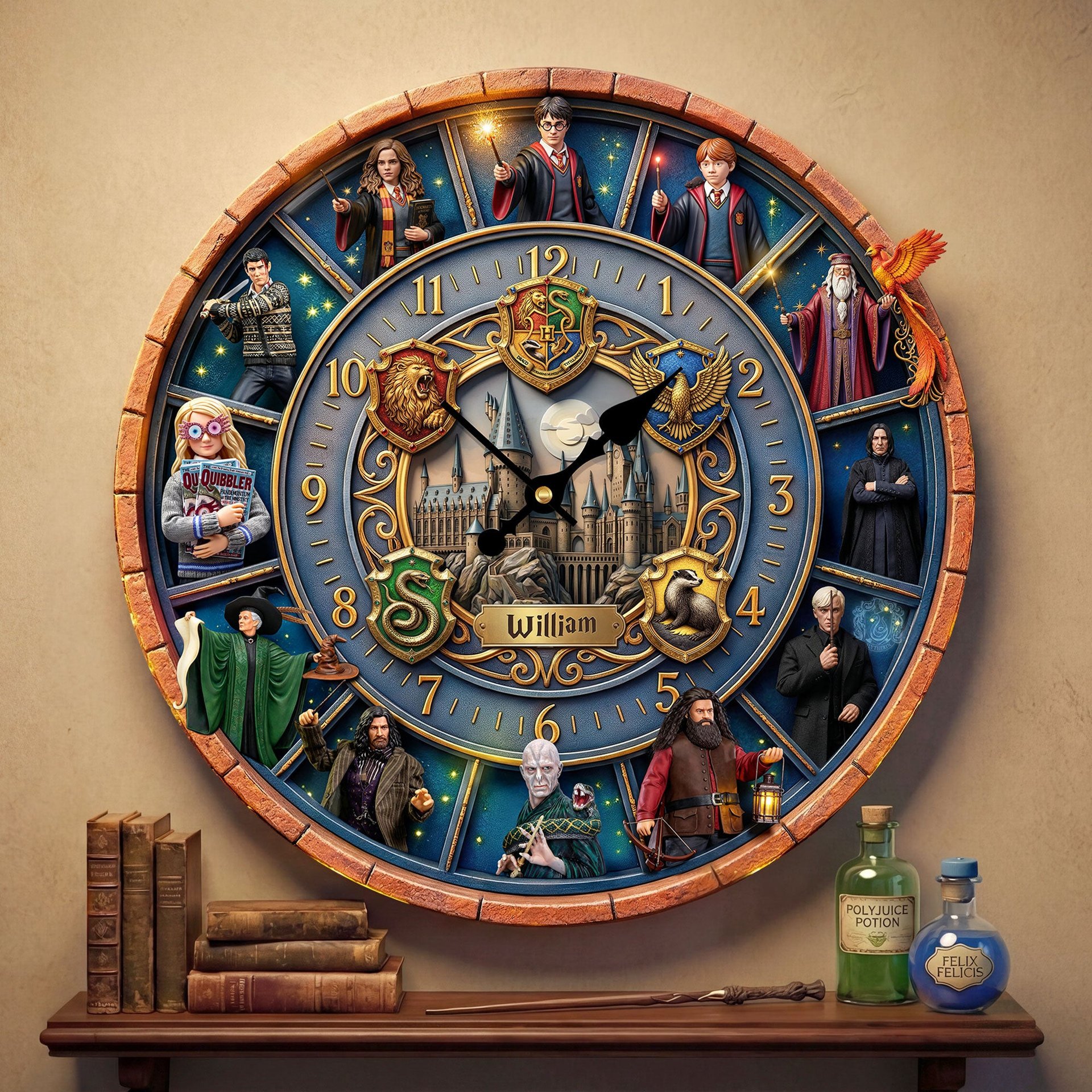 Fantasy School Characters Wall Clock - Personalized Gifts For Fantasy Lover Wall Clock - Photo 1