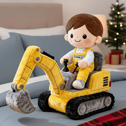 Cute Kid Operating Excavator Custom Shape Pillow - Personalized Gifts For Kid - Photo 2