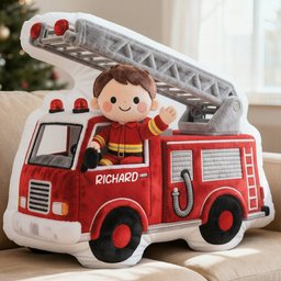 Cute Firefighter Kid Custom Shape Pillow - Personalized Gifts For Kid - Photo 1