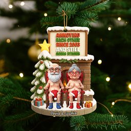 Naughty Old Couple Christmas Ornament - Personalized Gifts For Couple - Photo 3