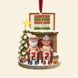 Naughty Old Couple Christmas Ornament - Personalized Gifts For Couple - Photo 4