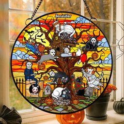 Creepy Cat Suncatcher Ornament, Personalized Gifts For Cat Lovers & Horror Fans - Photo 2