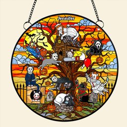 Creepy Cat Suncatcher Ornament, Personalized Gifts For Cat Lovers & Horror Fans - Photo 3