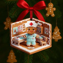 Nurse Gingerbread Christmas Wood Ornament - Personalized Gift For Nurses - Photo 2
