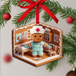 Nurse Gingerbread Christmas Wood Ornament - Personalized Gift For Nurses - Photo 3