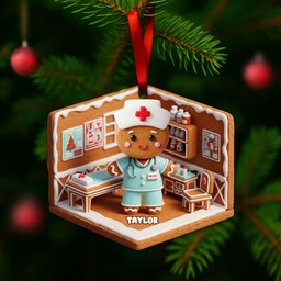 Nurse Gingerbread Christmas Wood Ornament - Personalized Gift For Nurses - Photo 4