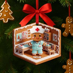 Nurse Gingerbread Christmas Wood Ornament - Personalized Gift For Nurses - Photo 1
