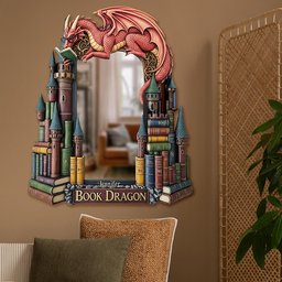 Dragon Reading Books Mirror, Personalized Gifts For Fantasy Books Lovers - Photo 2