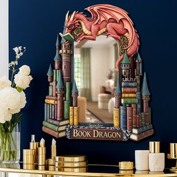 Dragon Reading Books Mirror, Personalized Gifts For Fantasy Books Lovers - Photo 3