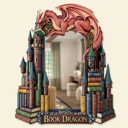Dragon Reading Books Mirror, Personalized Gifts For Fantasy Books Lovers - Photo 4