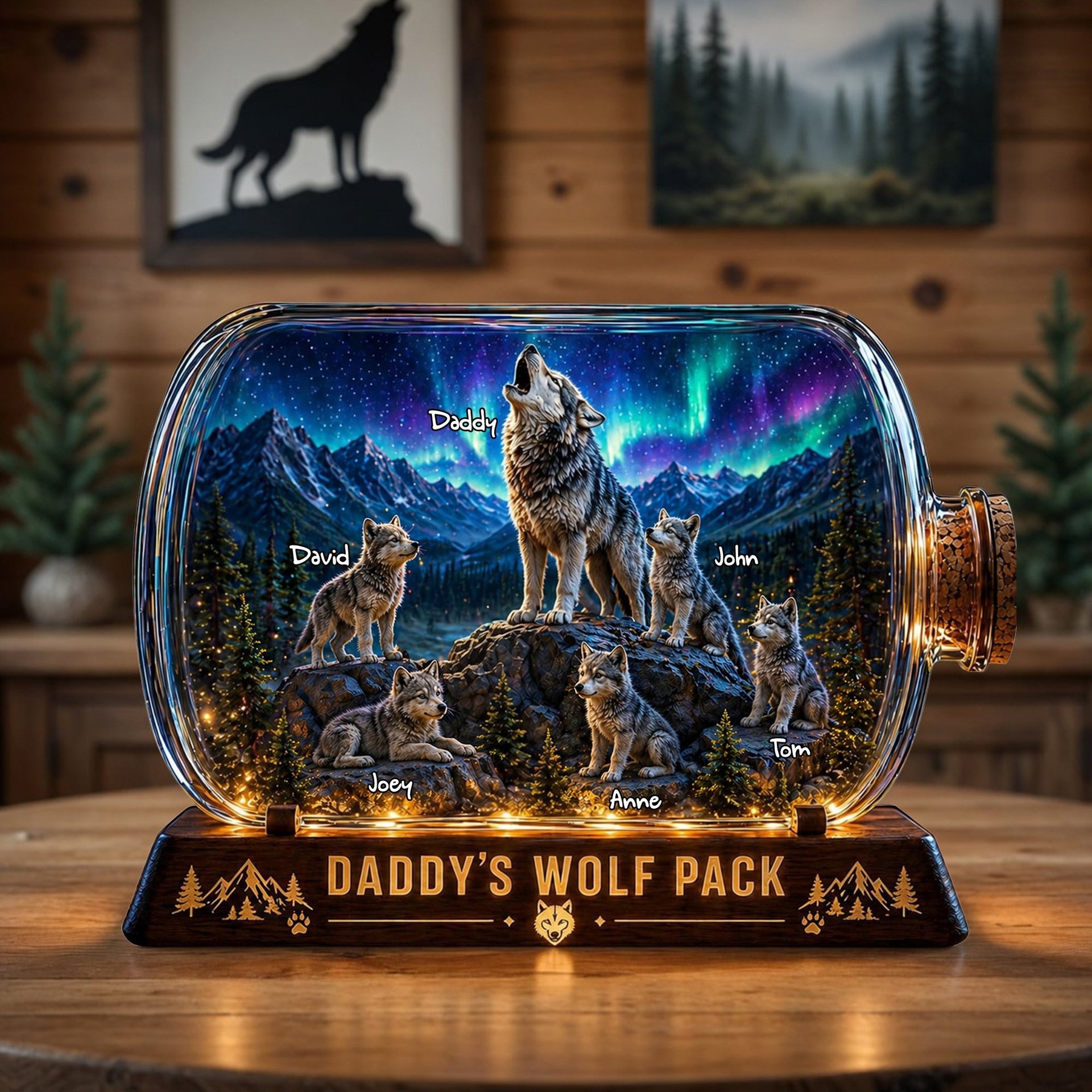 Wolf Dad and Kids Acrylic Plaque - Personalized Gifts For Dad - Photo 1