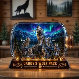 Wolf Dad and Kids Acrylic Plaque - Personalized Gifts For Dad - Photo 1