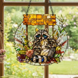 Raccoon Mom and Kids Suncatcher Ornament – Personalized Gifts For Mom - Photo 3