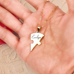 Friendship Puzzle Hearts - Personalized Heart Puzzle Name Necklace - Gift For Friend - Photo 4