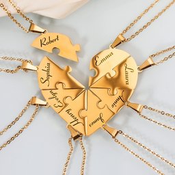Friendship Puzzle Hearts - Personalized Heart Puzzle Name Necklace - Gift For Friend - Photo 1