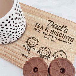 Dad's Tea & Biscuit - Custom Engraved Wooden Tea & Biscuit Board - Photo 2