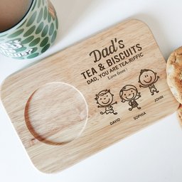 Dad's Tea & Biscuit - Custom Engraved Wooden Tea & Biscuit Board - Photo 3