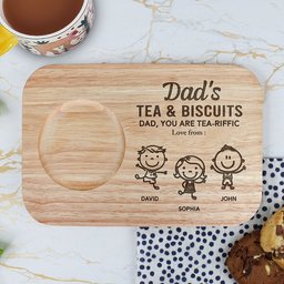 Dad's Tea & Biscuit - Custom Engraved Wooden Tea & Biscuit Board - Photo 1
