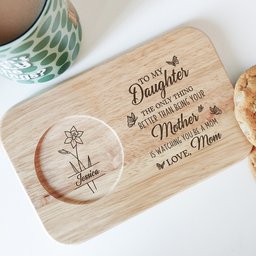 To My Daughter The Only Thing - Custom Engraved Wooden Tea & Biscuit Board - Photo 3