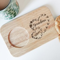 First Mom Now Grandma Floral - Custom Engraved Wooden Tea & Biscuit Board - Photo 3