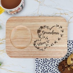 First Mom Now Grandma Floral - Custom Engraved Wooden Tea & Biscuit Board - Photo 1