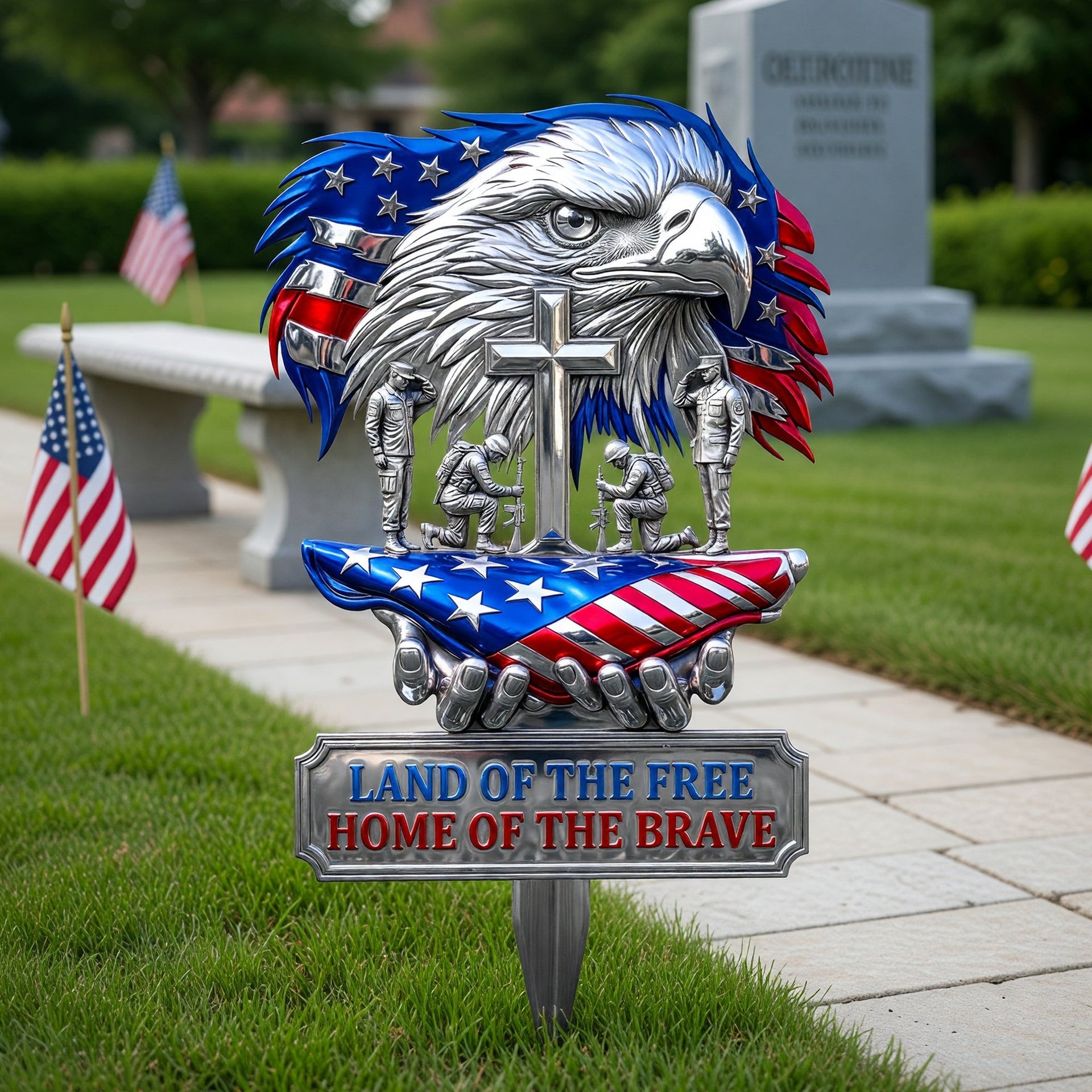 American Veteran Appreciation Metal Sign - Personalized Decor Gifts For Military Families & Patriots - Photo 1