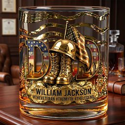 Proud Veteran Dad Drinking Glass - Personalized Gifts For Dads - Photo 3