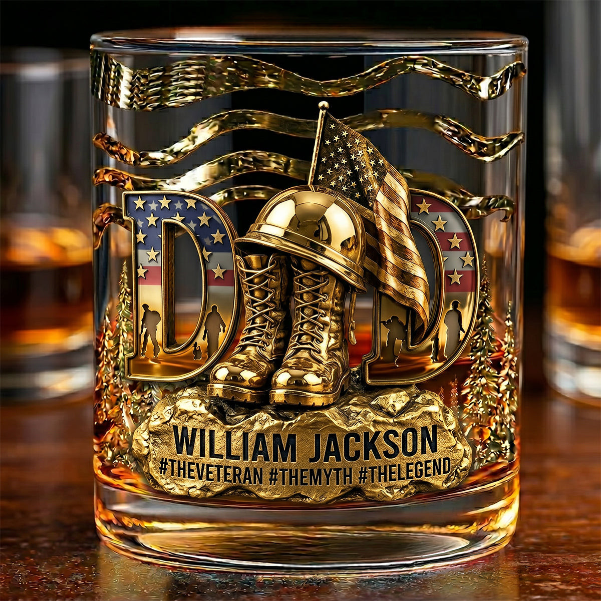 Proud Veteran Dad Drinking Glass - Personalized Gifts For Dads - Photo 1