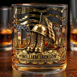 Proud Veteran Dad Drinking Glass - Personalized Gifts For Dads - Photo 1