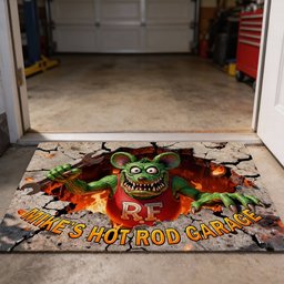 Hot Rod Garage Doormat - Personalized Gifts For Hot Rod Lovers - Photo 3