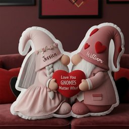 Sweet Gnome Romance Couples Pillow - Personalized Gifts For Couples - Photo 3