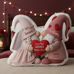 Sweet Gnome Romance Couples Pillow - Personalized Gifts For Couples - Photo 4