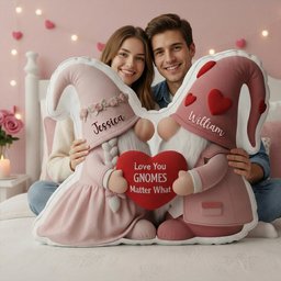 Sweet Gnome Romance Couples Pillow - Personalized Gifts For Couples - Photo 1
