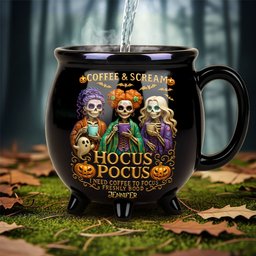 Three Spooky Sisters Cauldron Mug - Personalized Gifts For Horror Lovers - Photo 2