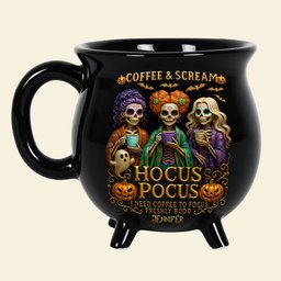 Three Spooky Sisters Cauldron Mug - Personalized Gifts For Horror Lovers - Photo 3