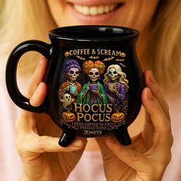 Three Spooky Sisters Cauldron Mug - Personalized Gifts For Horror Lovers - Photo 4