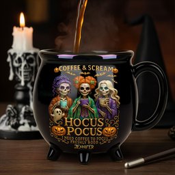 Three Spooky Sisters Cauldron Mug - Personalized Gifts For Horror Lovers - Photo 1