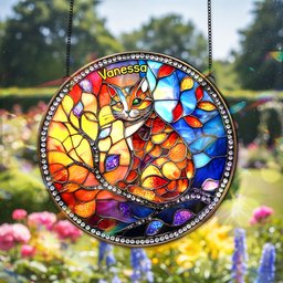 Colorful Cat Stained Glass - Personalized Gifts For Cat Lovers - Photo 2