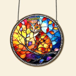 Colorful Cat Stained Glass - Personalized Gifts For Cat Lovers - Photo 3