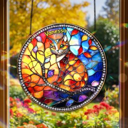 Colorful Cat Stained Glass - Personalized Gifts For Cat Lovers - Photo 1