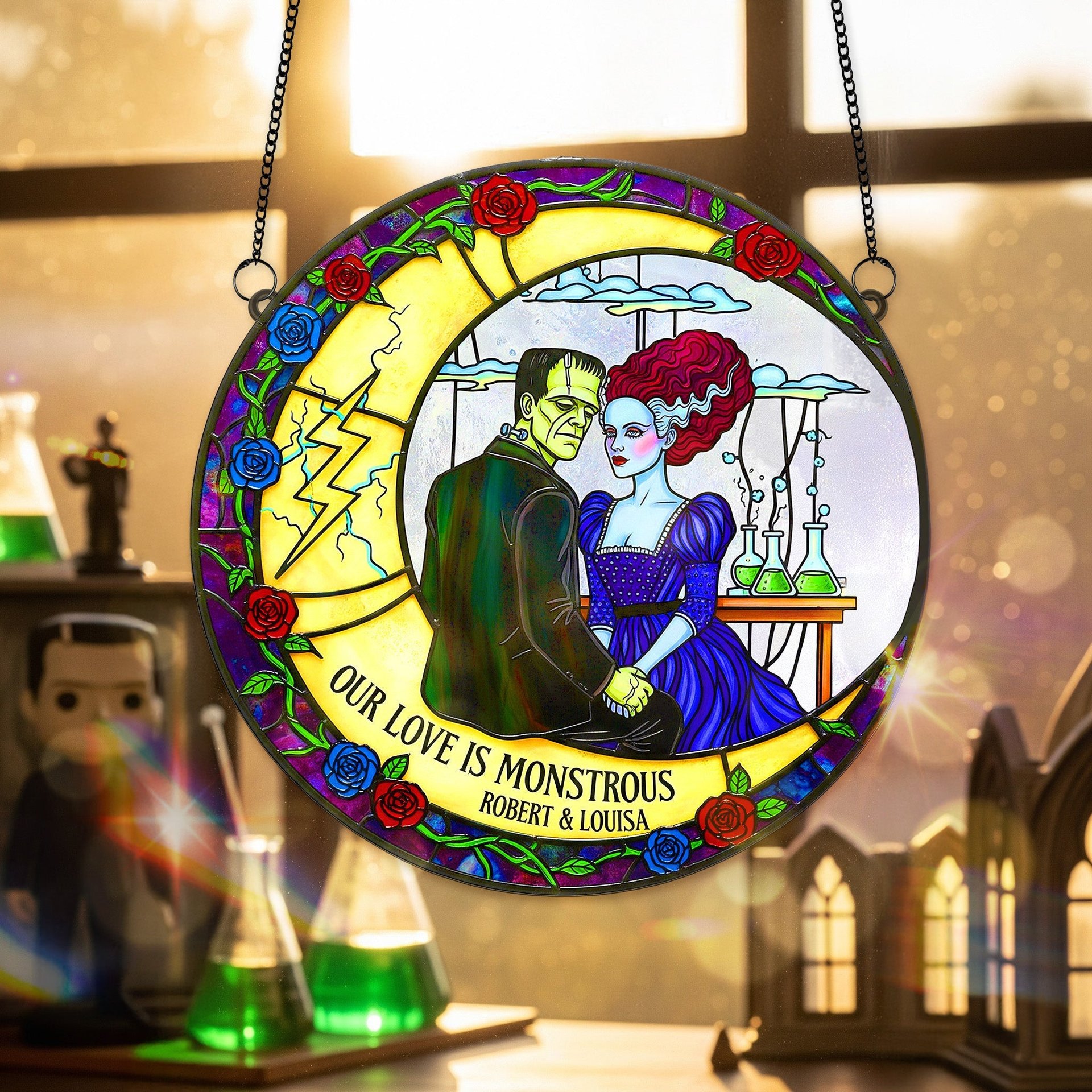Spooky Couple Suncatcher Ornament - Personalized Gifts For Couple - Photo 1