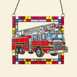 Firetruck Window Hanging Suncatcher Ornament Personalized Gifts For Firefighters - Photo 4