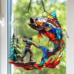 Fishing Scene Suncatcher Ornament - Personalized Gifts For Fishing Lovers - Photo 3